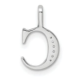 14k White Gold Initial C Pendant with Diamond Accents, Polished Monogram Charm for Women