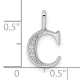 14k White Gold Initial C Pendant with Diamond Accents, Polished Monogram Charm for Women