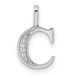 14k White Gold Initial C Pendant with Diamond Accents, Polished Monogram Charm for Women