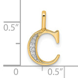 14k Yellow Gold Initial C Pendant with Diamond Accent, Polished Curved Letter Charm