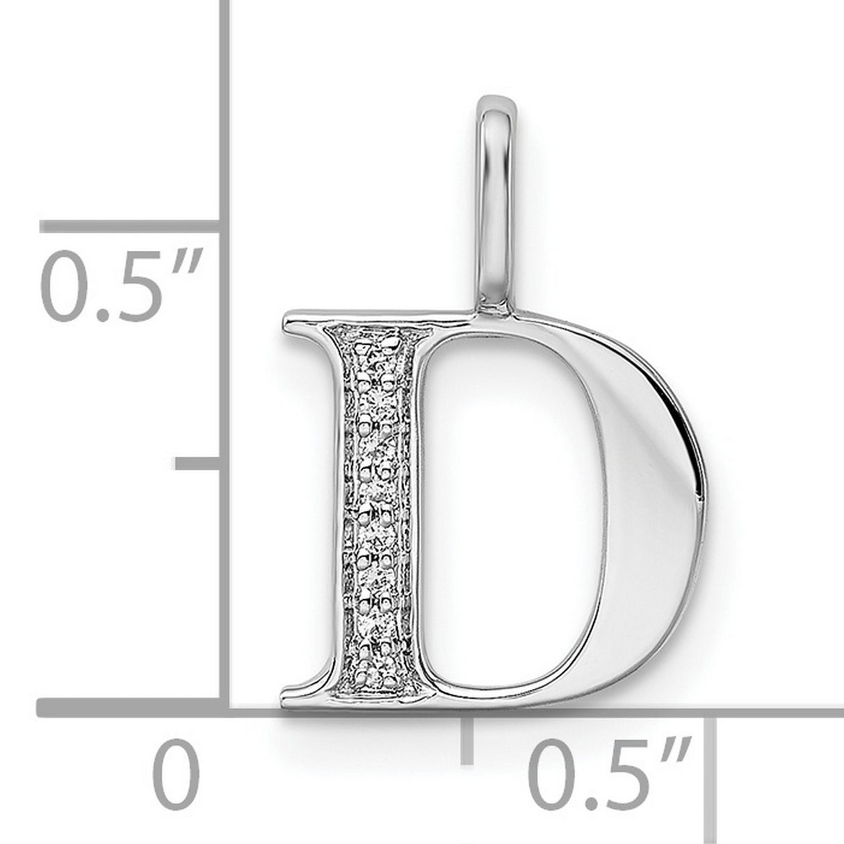 14k White Gold Letter D Pendant with Diamond Accent, Minimalist Initial Charm