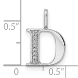 14k White Gold Letter D Pendant with Diamond Accent, Minimalist Initial Charm