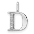 14k White Gold Letter D Pendant with Diamond Accent, Minimalist Initial Charm