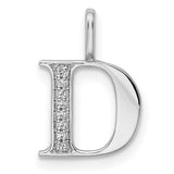 14k White Gold Letter D Pendant with Diamond Accent, Minimalist Initial Charm