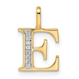 10k Yellow Gold Letter E Pendant Charm with Diamonds, Script Initial Jewelry