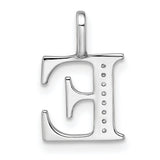 14k White Gold Letter E Pendant with Diamond Accents, Initial Alphabet Charm Jewelry