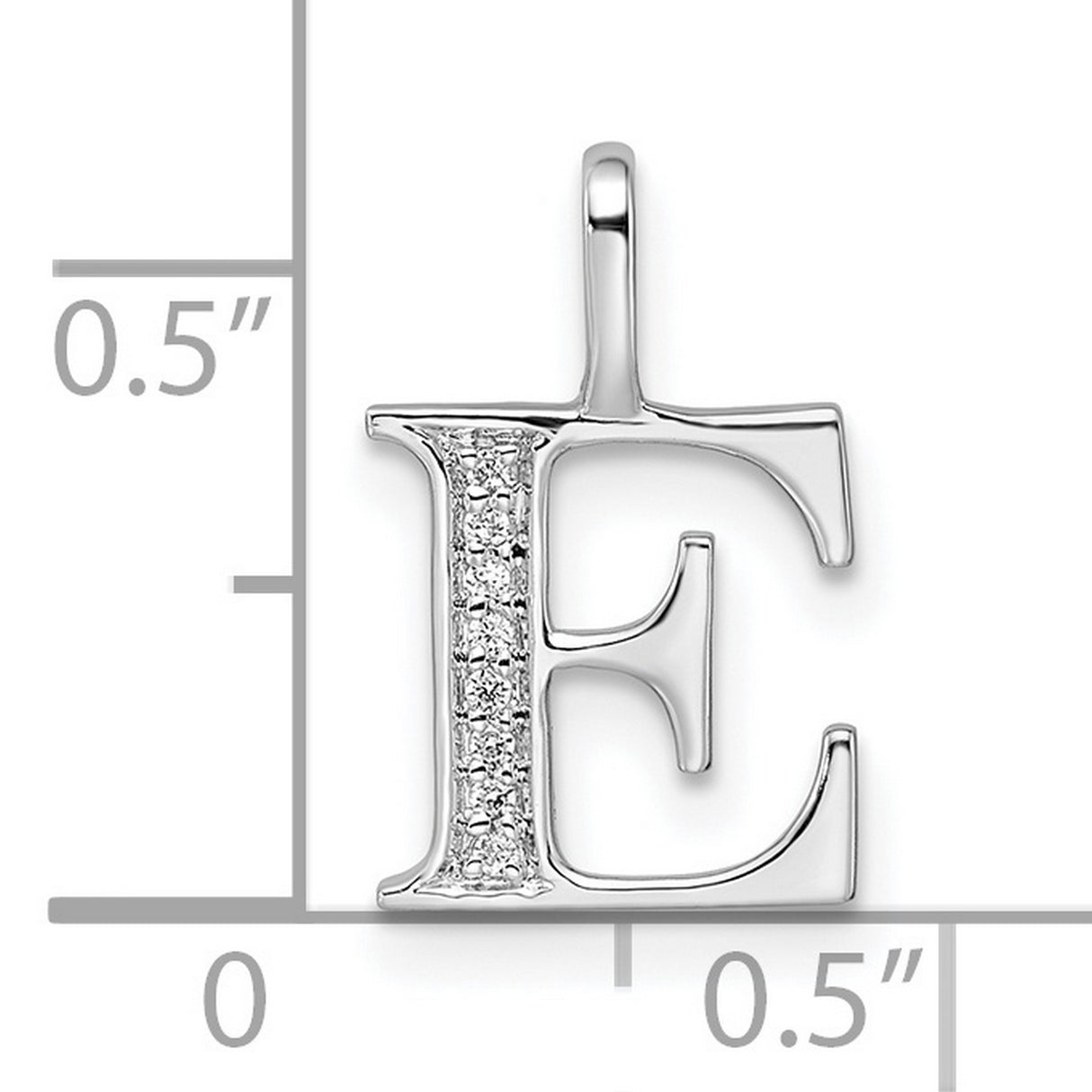 14k White Gold Letter E Pendant with Diamond Accents, Initial Alphabet Charm Jewelry