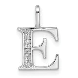 14k White Gold Letter E Pendant with Diamond Accents, Initial Alphabet Charm Jewelry