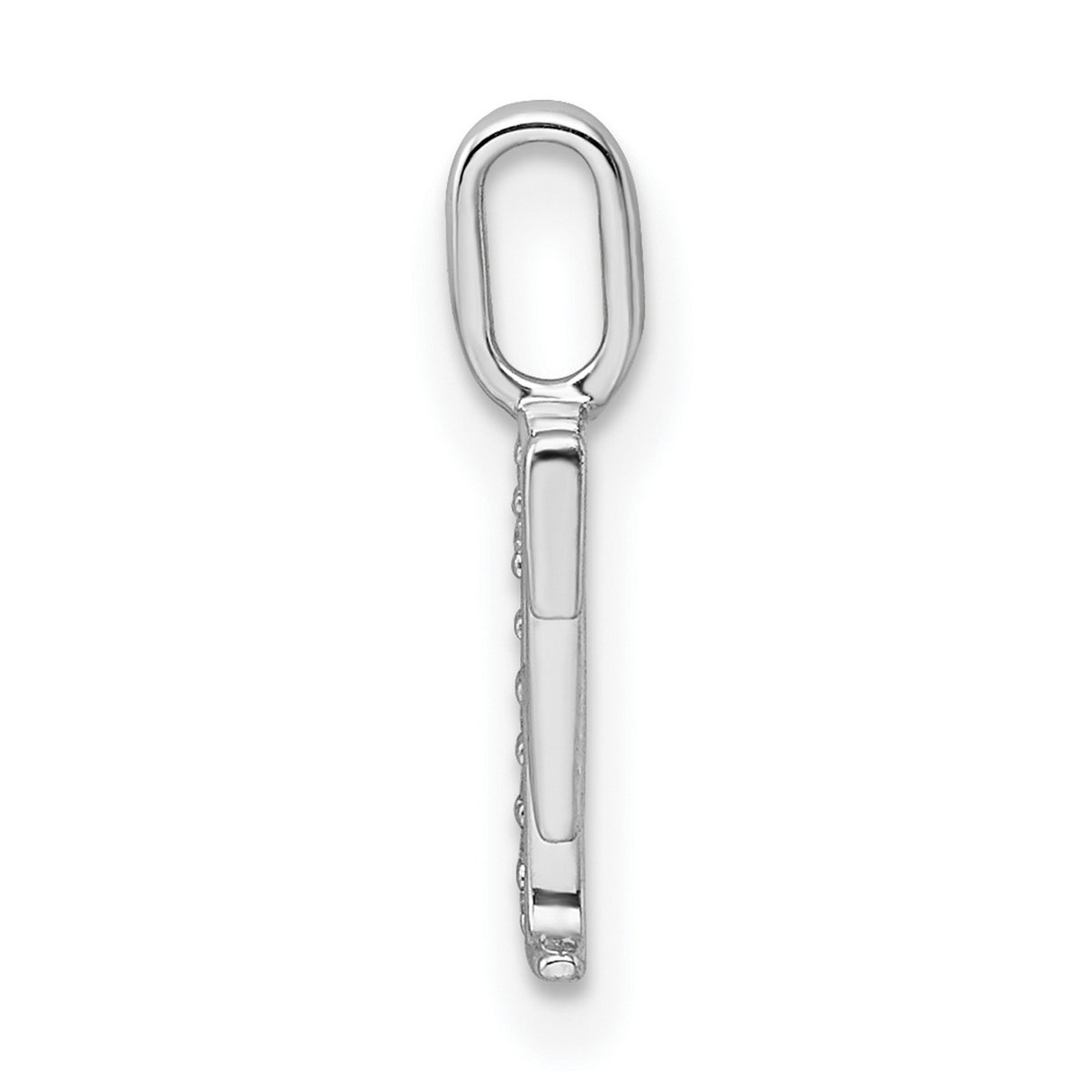 14k White Gold Letter F Pendant with Diamond Accents, Block Initial Charm