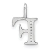 14k White Gold Letter F Pendant with Diamond Accents, Block Initial Charm