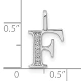14k White Gold Letter F Pendant with Diamond Accents, Block Initial Charm