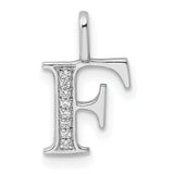 14k White Gold Letter F Pendant with Diamond Accents, Block Initial Charm