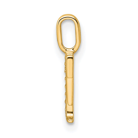 14k Yellow Gold Letter F Pendant with Pavé Diamond Accents, Classic Serif Monogram Charm