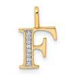14k Yellow Gold Letter F Pendant with Pavé Diamond Accents, Classic Serif Monogram Charm