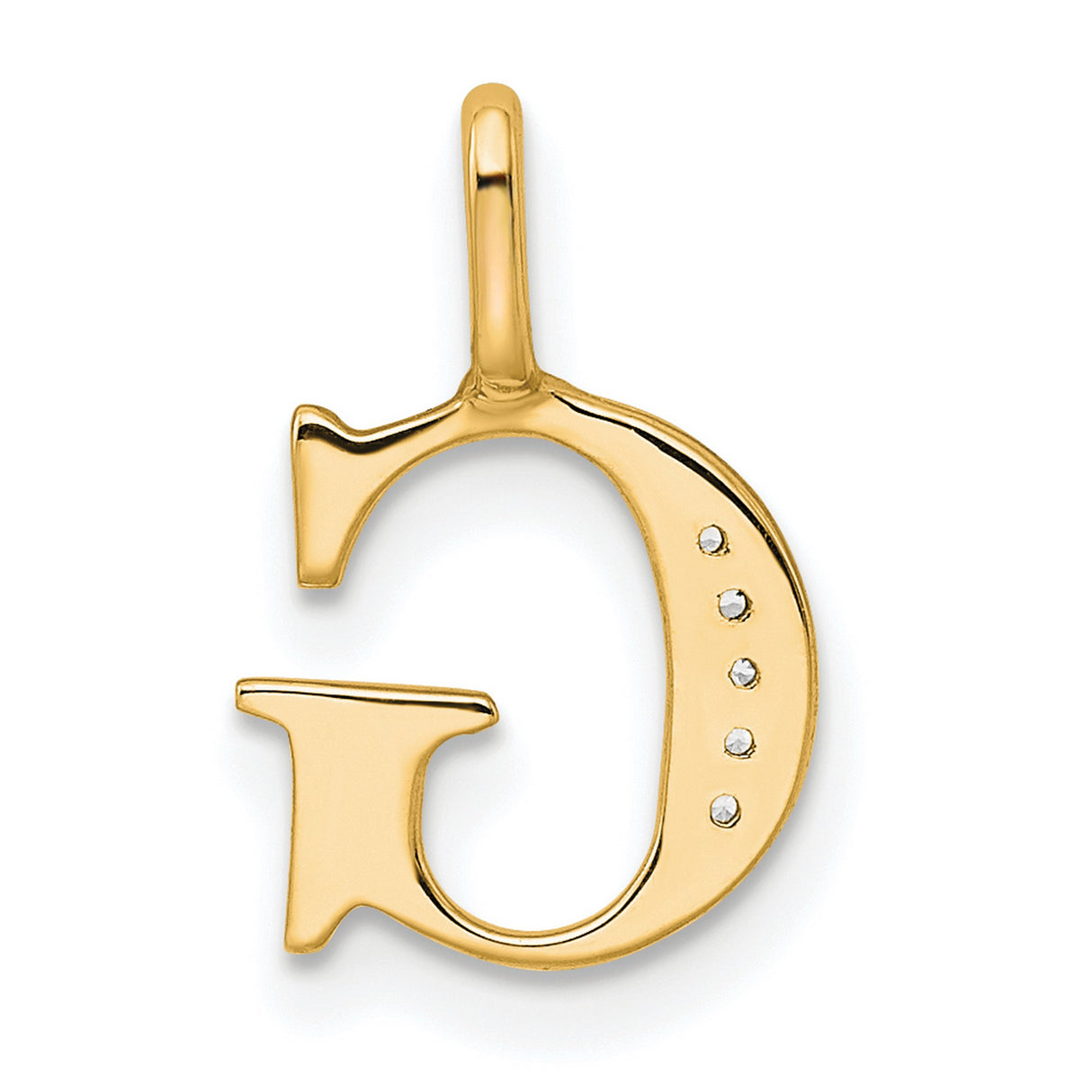 10k Yellow Gold Letter G Pendant with Pavé Diamond Accents, Polished Initial Charm