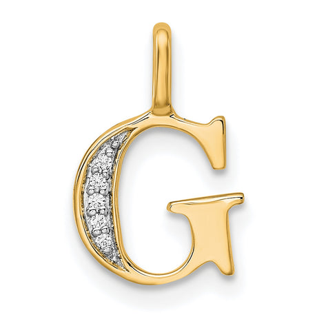 10k Yellow Gold Letter G Pendant with Pavé Diamond Accents, Polished Initial Charm