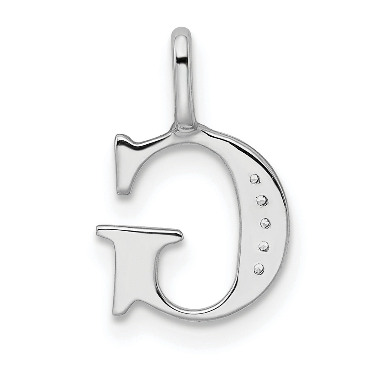 14k White Gold G Initial Pendant with Diamond Accents, Modern Letter Charm for Women