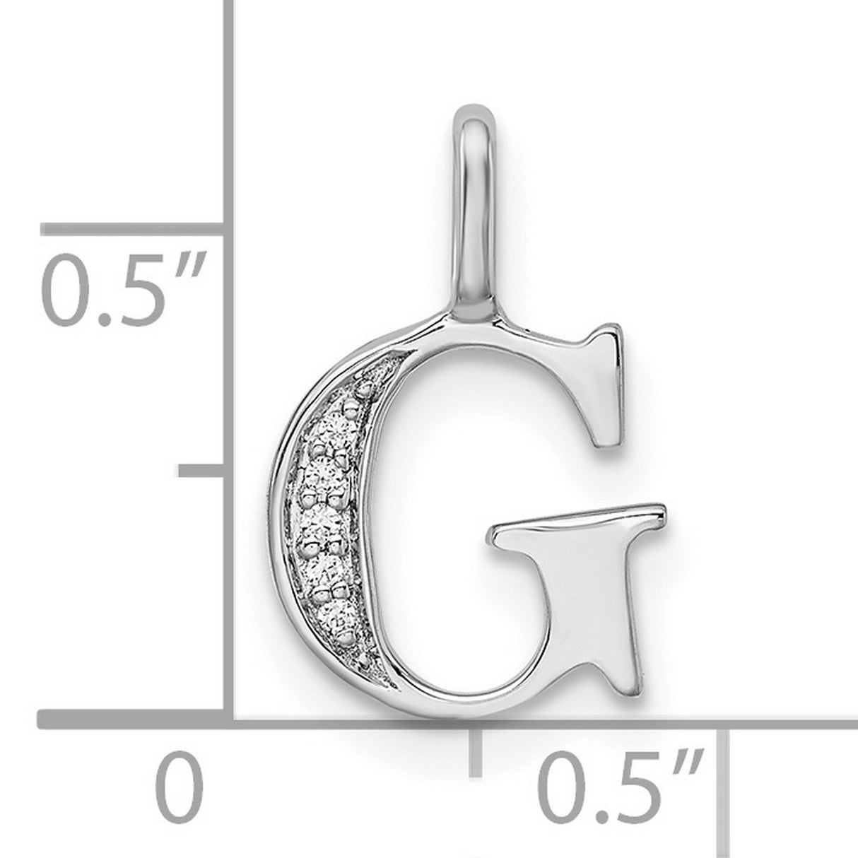 14k White Gold G Initial Pendant with Diamond Accents, Modern Letter Charm for Women