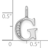 14k White Gold G Initial Pendant with Diamond Accents, Modern Letter Charm for Women