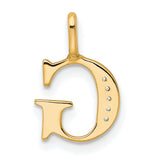 14k Yellow Gold Letter G Pendant with Diamond Accents, Script Monogram Charm for Women