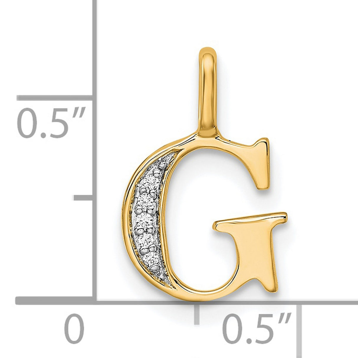 14k Yellow Gold Letter G Pendant with Diamond Accents, Script Monogram Charm for Women