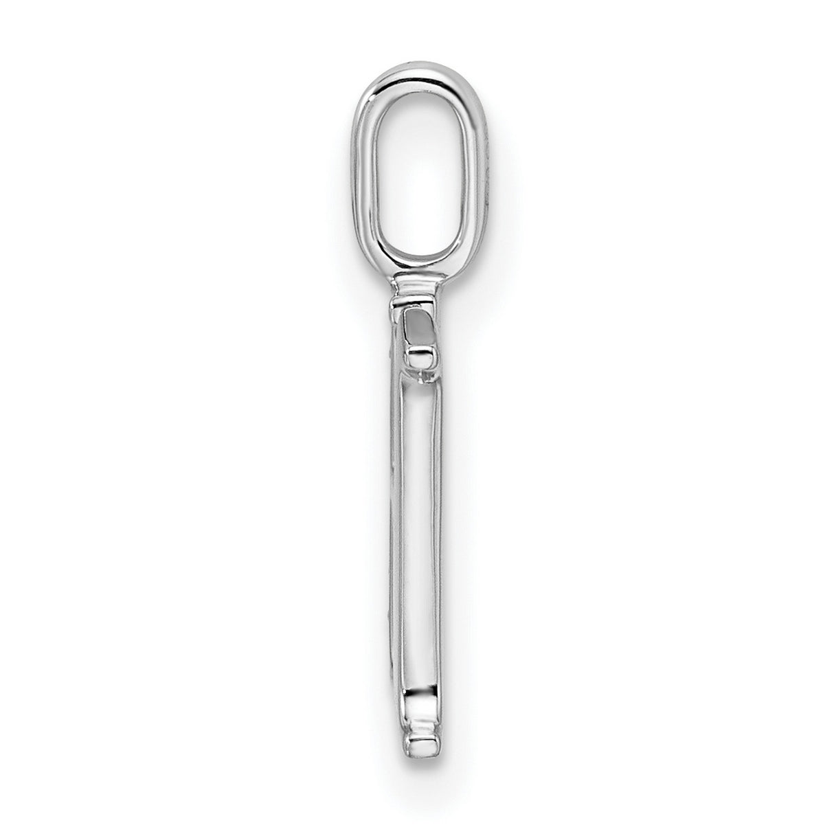 14k White Gold Letter H Pendant with Diamond Accent, Polished Monogram Initial Charm