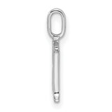 14k White Gold Letter H Pendant with Diamond Accent, Polished Monogram Initial Charm