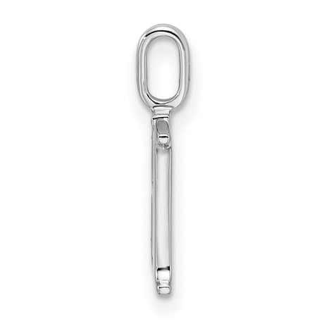 14k White Gold Letter H Pendant with Diamond Accent, Polished Monogram Initial Charm
