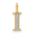 10k Yellow Gold Pendant with Diamond Accent, Block Letter I Monogram Charm