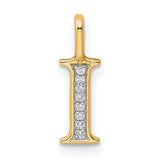 10k Yellow Gold Pendant with Diamond Accent, Block Letter I Monogram Charm
