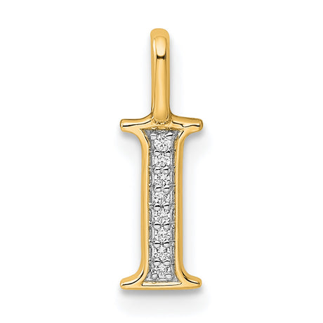 10k Yellow Gold Pendant with Diamond Accent, Block Letter I Monogram Charm