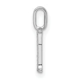 14k White Gold Diamond Initial Pendant, Letter I Monogram Charm, High Polish Finish