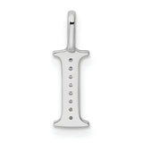 14k White Gold Diamond Initial Pendant, Letter I Monogram Charm, High Polish Finish