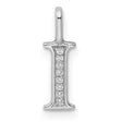 14k White Gold Diamond Initial Pendant, Letter I Monogram Charm, High Polish Finish
