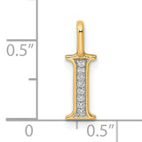 14k Yellow Gold Initial I Pendant with Diamond Accent, Letter Charm Jewelry for Women