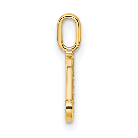 10k Yellow Gold Initial J Pendant with Diamond Accent, Polished Finish, Unisex Charm