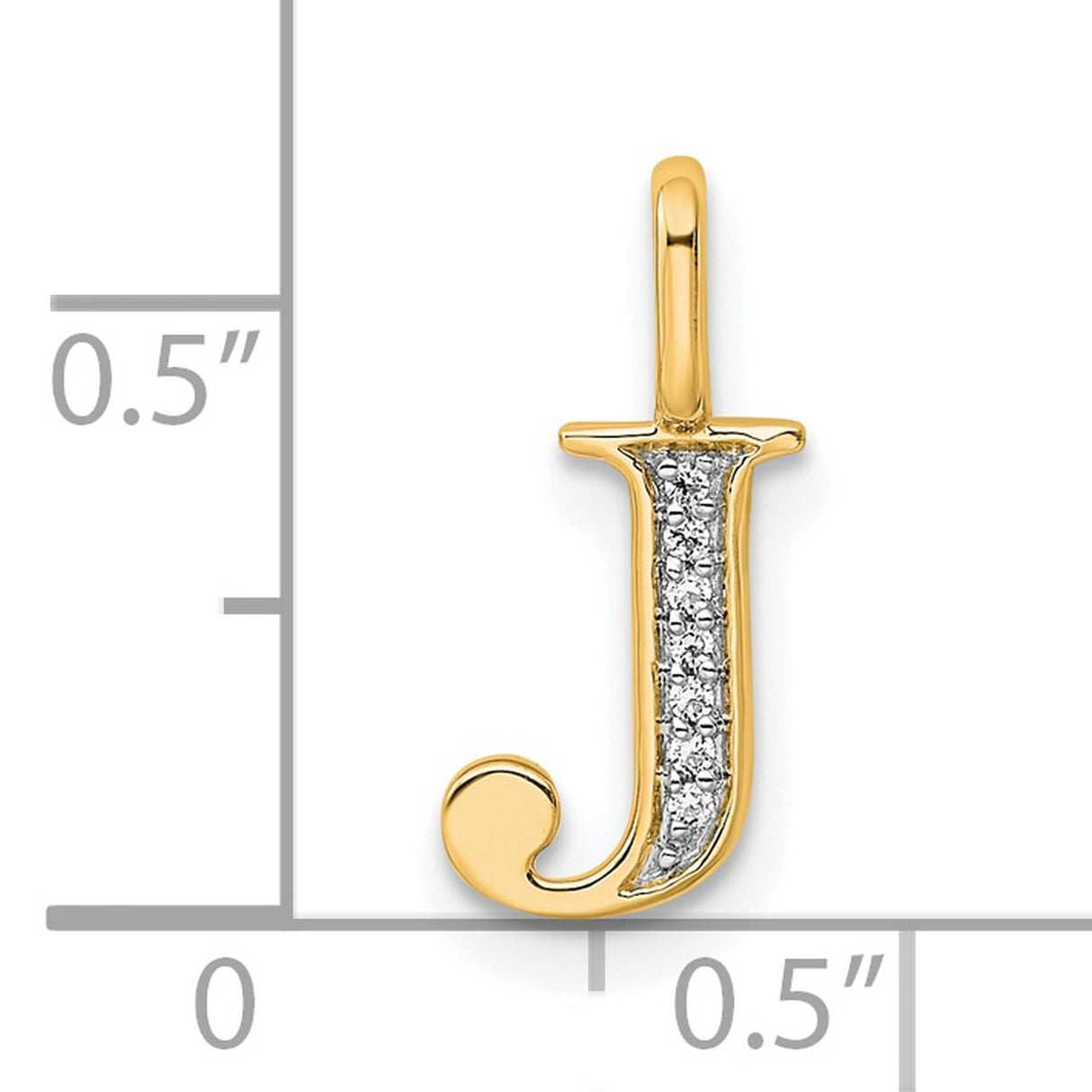 10k Yellow Gold Initial J Pendant with Diamond Accent, Polished Finish, Unisex Charm