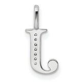 14k White Gold Initial J Pendant with Diamond Accents, Monogram Letter Charm for Women