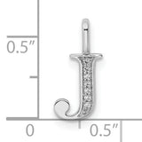 14k White Gold Initial J Pendant with Diamond Accents, Monogram Letter Charm for Women