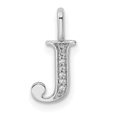 14k White Gold Initial J Pendant with Diamond Accents, Monogram Letter Charm for Women