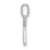 14k White Gold Letter K Pendant with Diamond Accent, Vertical Bar Initial Charm