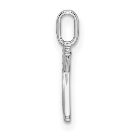 14k White Gold Letter K Pendant with Diamond Accent, Vertical Bar Initial Charm