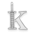 14k White Gold Letter K Pendant with Diamond Accent, Vertical Bar Initial Charm