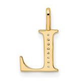 10k Yellow Gold Letter L Pendant with Pavé Diamonds, Modern Alphabet Charm