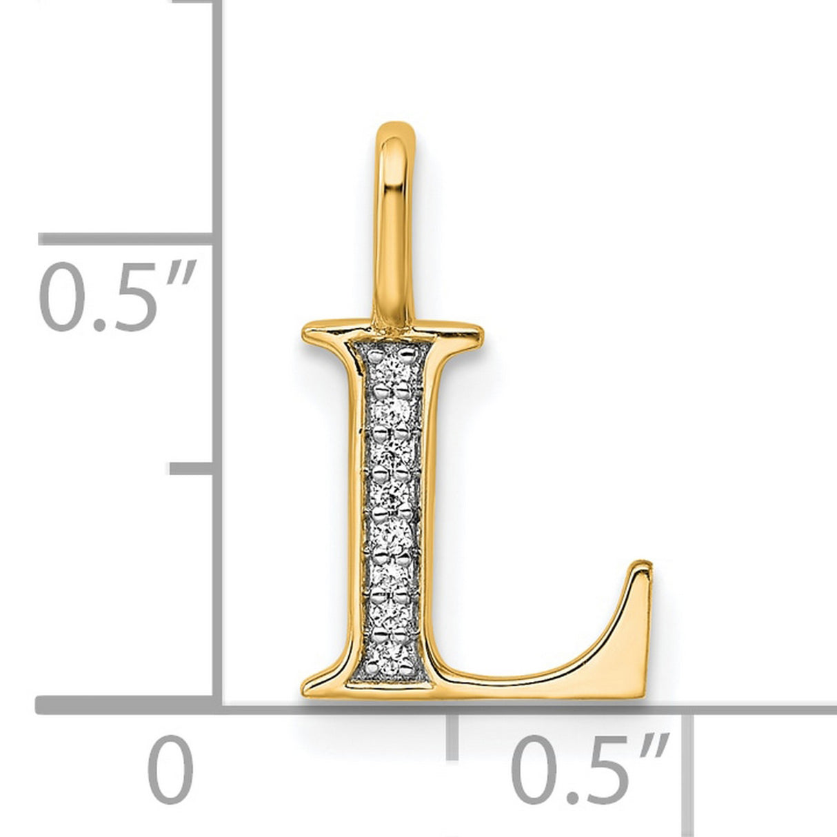 10k Yellow Gold Letter L Pendant with Pavé Diamonds, Modern Alphabet Charm