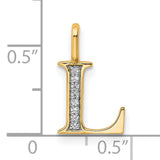 10k Yellow Gold Letter L Pendant with Pavé Diamonds, Modern Alphabet Charm