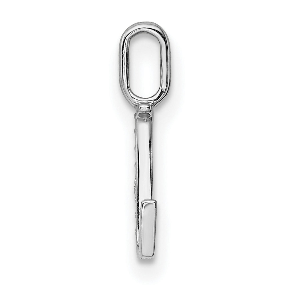 14k White Gold Letter L Pendant, Diamond Accented Initial Charm for Women