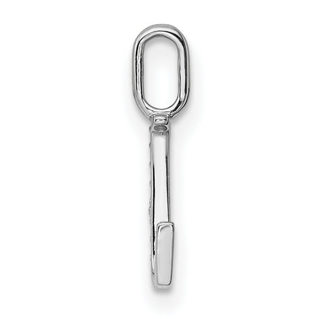 14k White Gold Letter L Pendant, Diamond Accented Initial Charm for Women