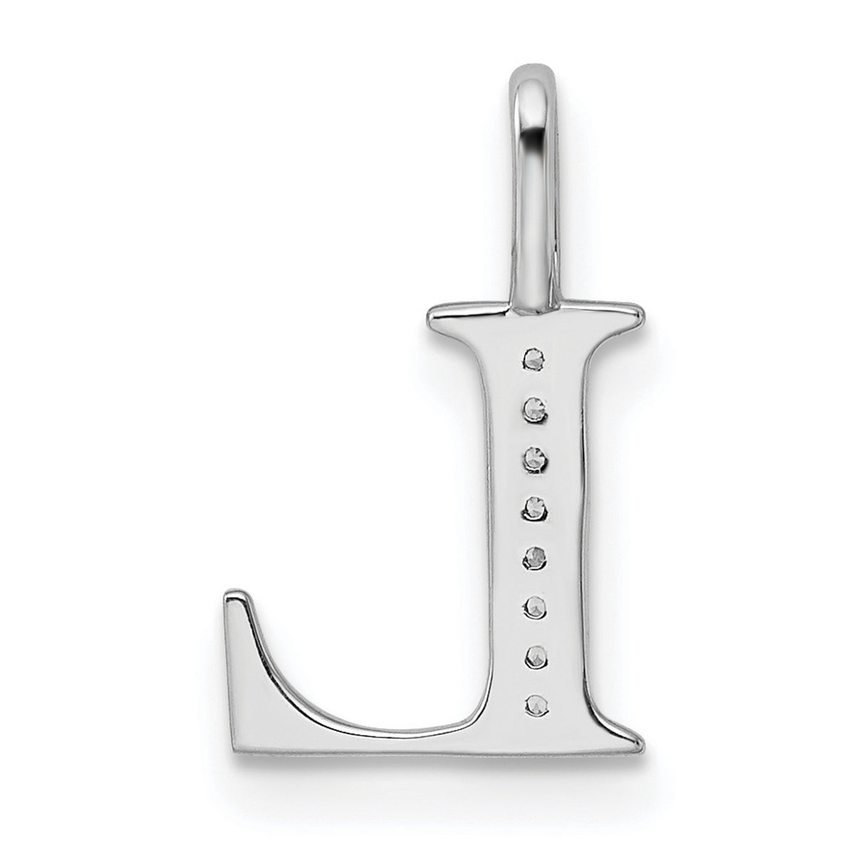 14k White Gold Letter L Pendant, Diamond Accented Initial Charm for Women