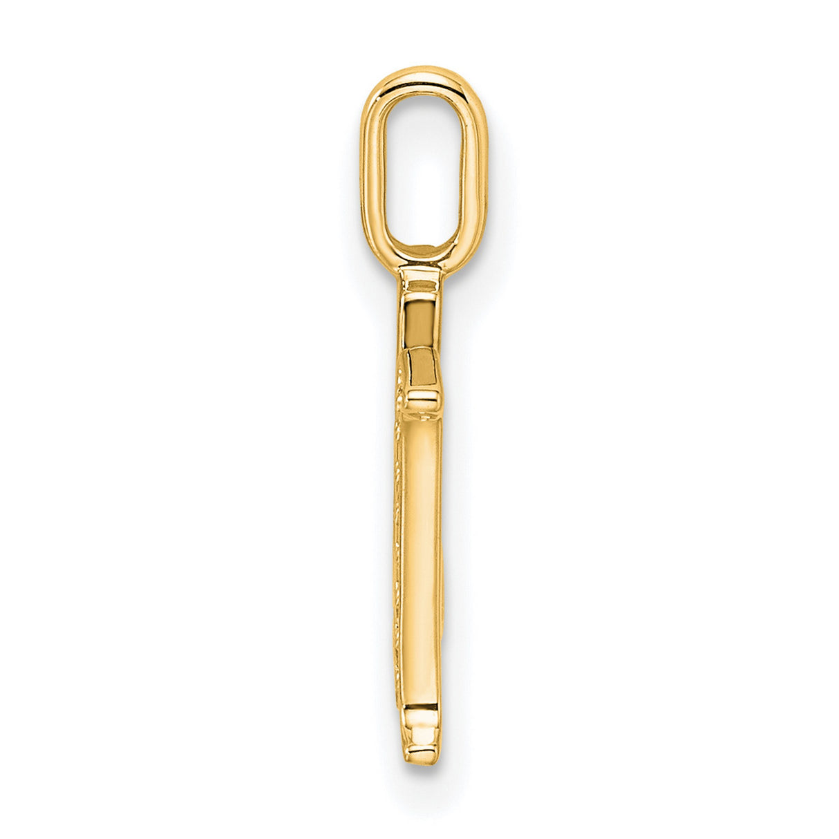 10k Yellow Gold Letter M Pendant with Diamond Accent, Pavé Texture, Polished Finish